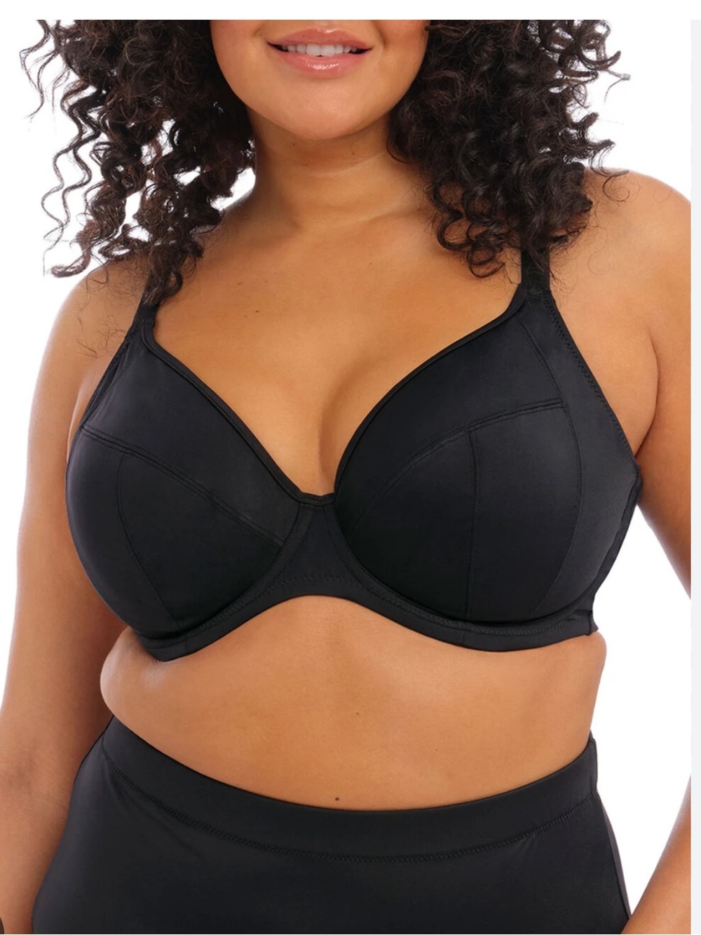 Elomi Essentials black plunge bikini top
